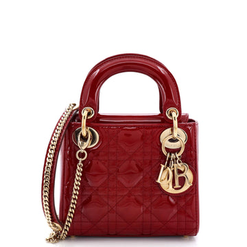 Christian Dior Lady Dior Chain Bag Cannage Quilt Patent Mini