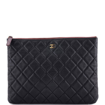 Chanel O Case Clutch Quilted Caviar Medium