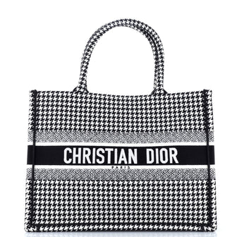 Christian Dior Book Tote Houndstooth Canvas Medium