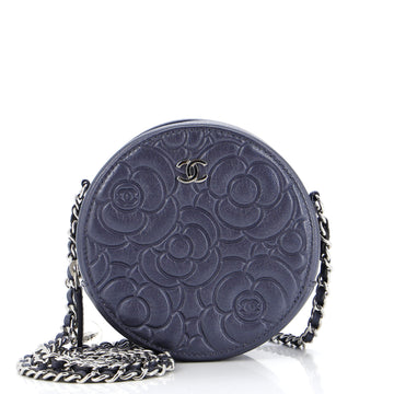 Chanel Round Clutch with Chain Camellia Goatskin Mini