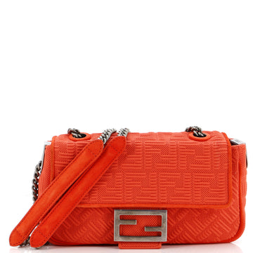 Fendi Midi Baguette Chain Bag Zucca Technical Mesh Medium