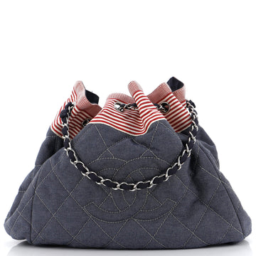 Chanel Stretch Spirit Cabas Quilted Denim Large