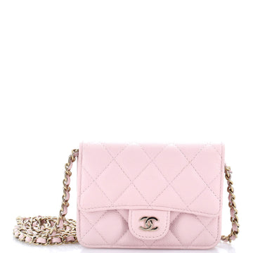 Chanel Classic Flap Card Holder on Chain Quilted Caviar Mini