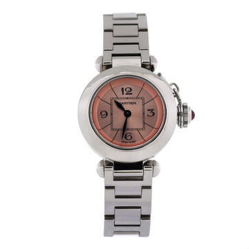 Cartier Miss Pasha Pink Dial Quartz Watch Stainless Steel 27