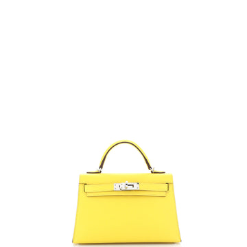 Hermes Kelly Mini II Bag Yellow Epsom with Palladium Hardware 20