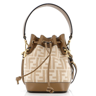 Fendi Mon Tresor Bucket Bag Zucca Wool with Leather Mini