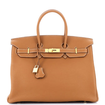 Hermes Birkin Handbag Brown Togo with Gold Hardware 35