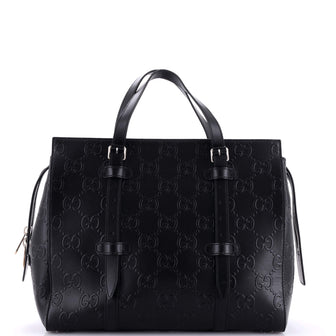 Gucci Tote Bag GG Embossed Perforated Leather