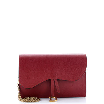 Christian Dior Saddle Chain Clutch Leather