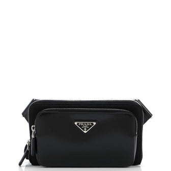 Prada Zip Around Front Pocket Belt Bag Re-Nylon with Spazzolato Leather