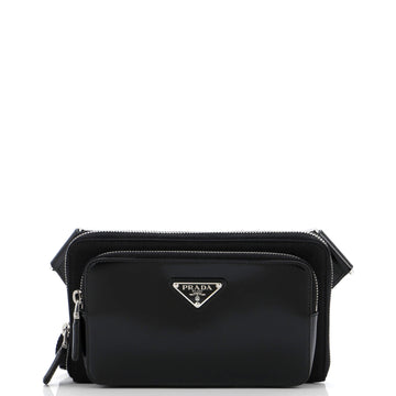 Prada Zip Around Front Pocket Belt Bag Re-Nylon with Spazzolato Leather