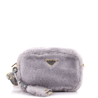 Prada Flou Camera Crossbody Bag Shearling Small