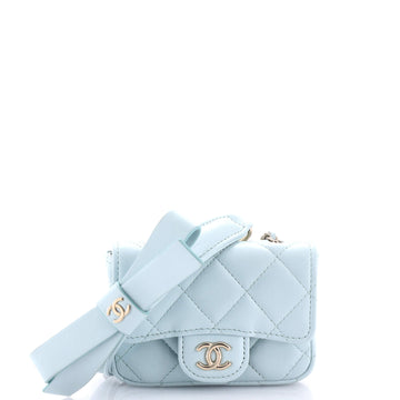 Chanel Bow Strap Classic Flap Clutch with Chain Quilted Lambskin Mini