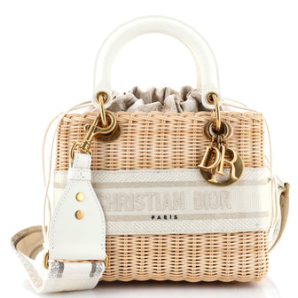 Christian Dior Lady Dior Bag Wicker and Oblique Canvas Medium
