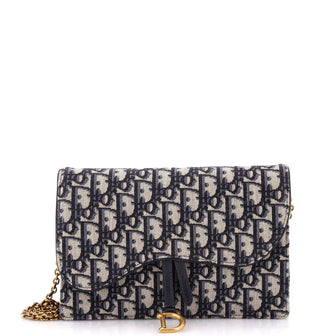 Christian Dior Saddle Chain Clutch Oblique Canvas