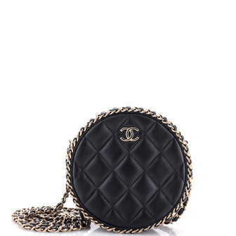 Chanel Chain Around Round Clutch with Chain Quilted Lambskin