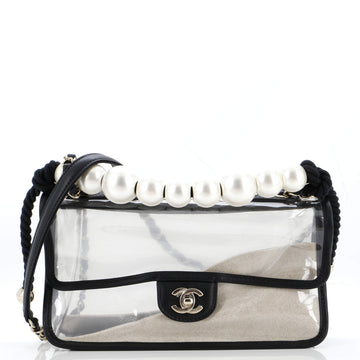 Chanel Sand By The Sea Pearl Flap Bag PVC with Lambskin Medium