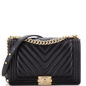 Chanel Boy Flap Bag Chevron Lambskin New Medium