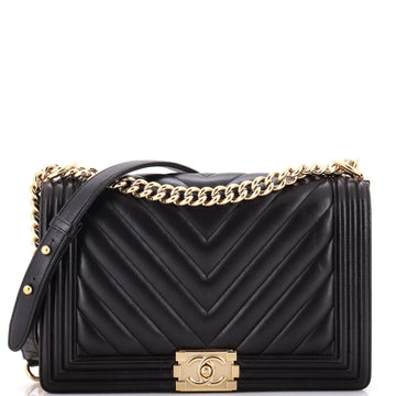 Chanel Boy Flap Bag Chevron Lambskin New Medium