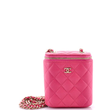 Chanel Vertical Classic Vanity Case with Chain Quilted Caviar Mini