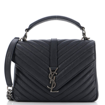 Saint Laurent Classic Monogram College Bag Matelasse Chevron Leather Medium