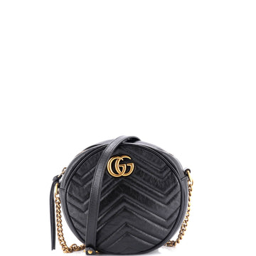 Gucci GG Marmont Round Shoulder Bag Matelasse Leather Mini