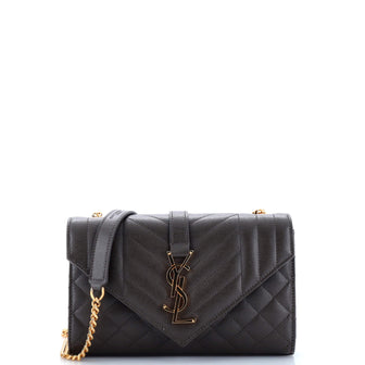 Saint Laurent Classic Monogram Envelope Satchel Mixed Matelasse Leather Small