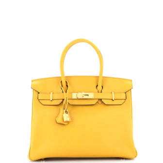 Hermes Birkin Handbag Yellow Epsom with Gold Hardware 30