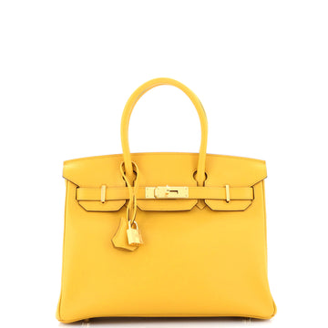 Hermes Birkin Handbag Yellow Epsom with Gold Hardware 30
