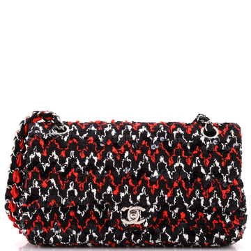 Chanel Vintage Classic Double Flap Bag Quilted Tweed with Sequins Medium