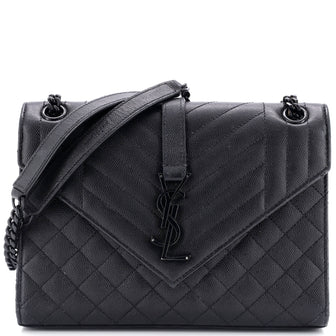 Saint Laurent Classic Monogram Envelope Satchel Mixed Matelasse Leather Medium