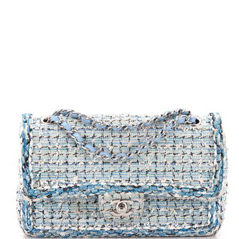 Chanel Classic Double Flap Bag Braided Quilted Tweed Medium