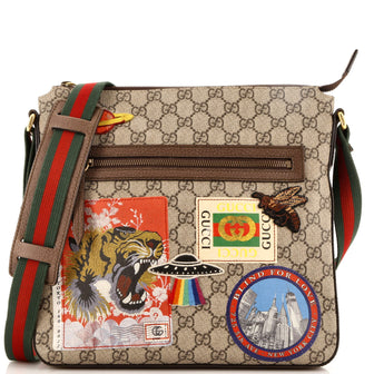 Gucci Courrier Zip Messenger GG Coated Canvas with Applique Medium