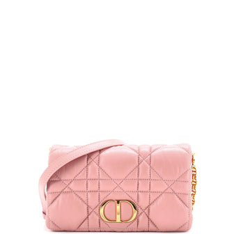 Christian Dior Caro Flap Pouch with Chain Macrocannage Quilt Calfskin Mini