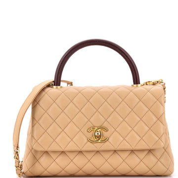 Chanel Coco Top Handle Bag Quilted Caviar with Lizard Medium