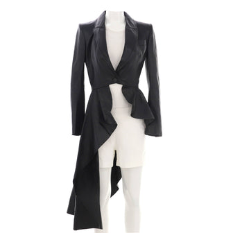 Alexander McQueen Women's Asymmetrical Peplum Biker Jacket Leather