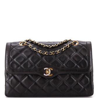 Chanel Vintage Two Tone CC Flap Bag Quilted Lambskin Medium