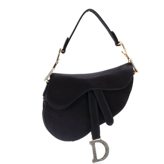 Christian Dior Saddle Handbag Satin with Crystals Mini