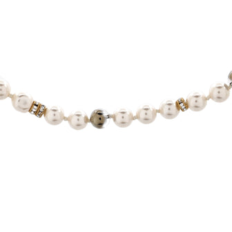 Chanel CC Fish Head Long Necklace Pearls and Crystal Embellished Metal with Beads