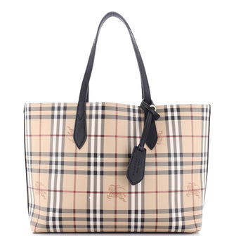 Burberry Reversible Tote Haymarket Coated Canvas and Leather Medium