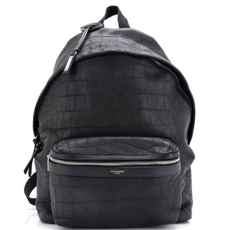 Saint Laurent City Backpack Crocodile Embossed Leather Medium