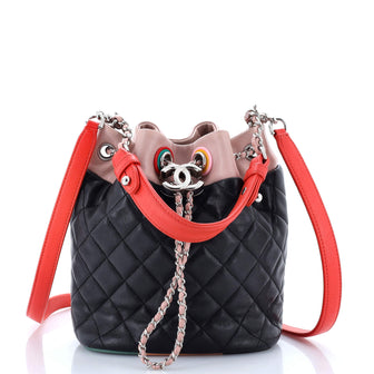 Chanel Cuba Drawstring Bucket Bag Quilted Lambskin Small