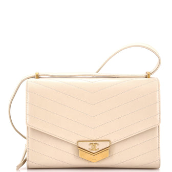 Chanel Medal Envelope Flap Bag Chevron Calfskin Large