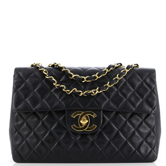 Chanel Vintage Classic Single Flap Bag Quilted Lambskin Maxi