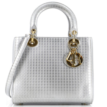 Christian Dior Lady Dior Bag Micro Cannage Metallic Calfskin Medium
