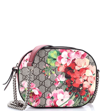 Gucci Chain Crossbody Bag Blooms Print GG Coated Canvas Mini