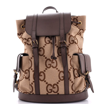 Gucci Double Pocket Belt Backpack Jumbo GG Canvas and Leather Large