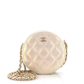 Chanel Round Clutch with Chain Quilted Iridescent Lambskin Mini