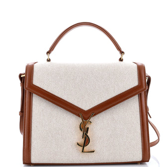 Saint Laurent Cassandra Top Handle Bag Canvas with Leather Medium