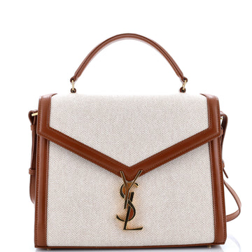 Saint Laurent Cassandra Top Handle Bag Canvas with Leather Medium